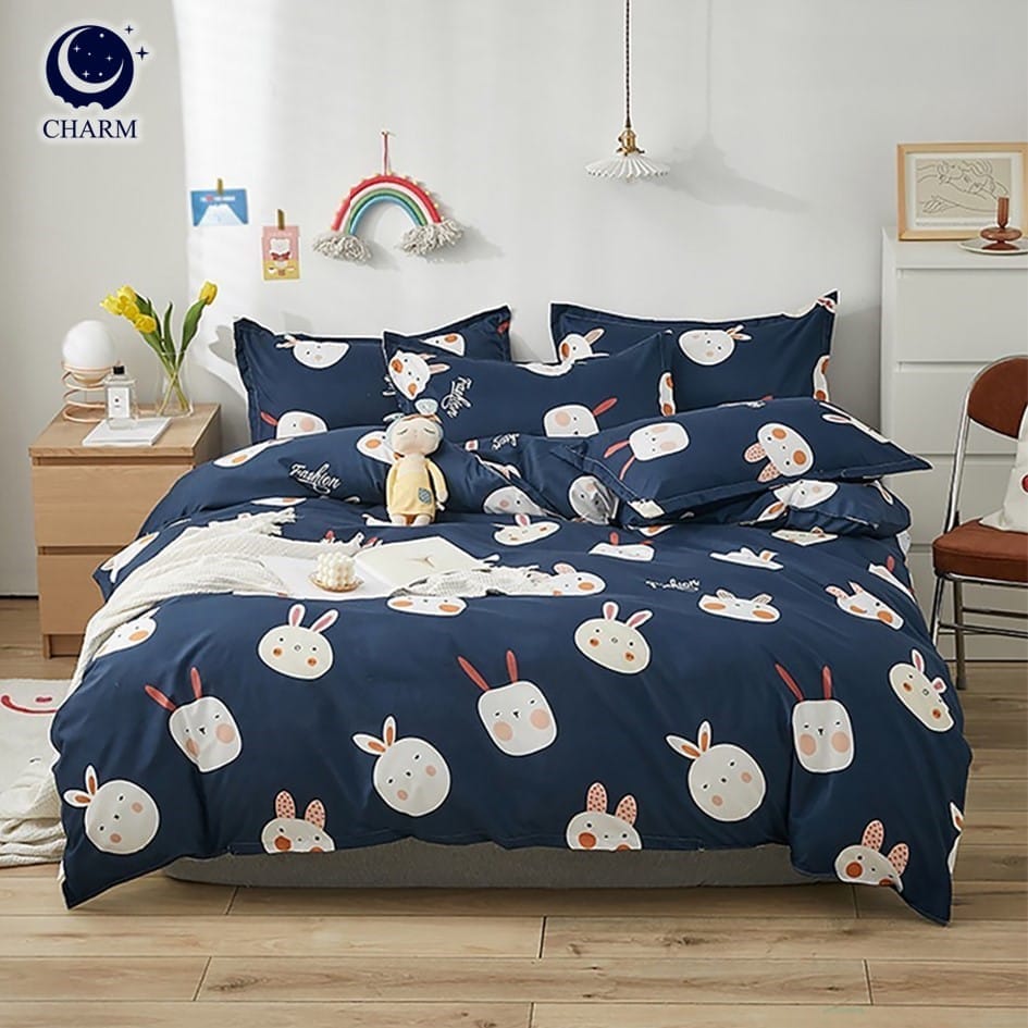 CHARM ชุดผ้าปูที่นอน + ผ้านวม 5 ฟุต 4 ชิ้น ลาย NAVY BUNNY คอลเลคชั่น DREAMY